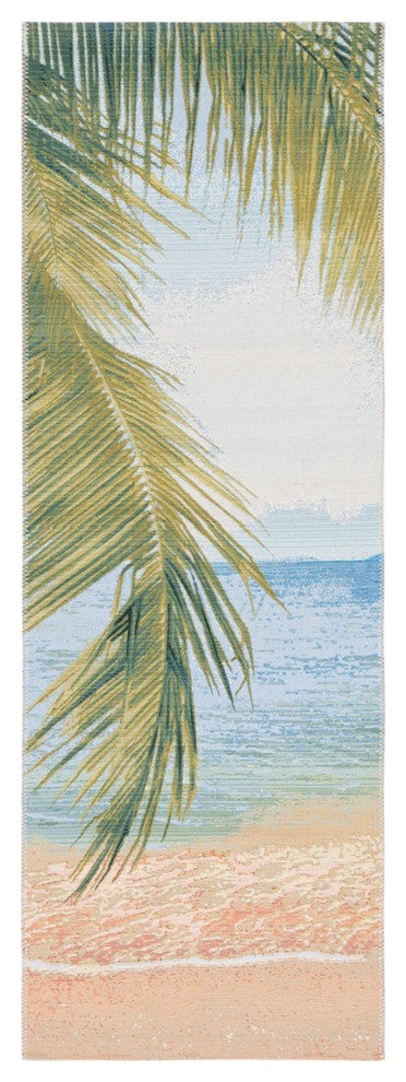 Safavieh Barbados Collection Indoor-Outdoor BAR560 Rug, Gold/Blue, 2'8"x10'5"