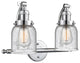 2-Light Small Bell 18" Bath Fixture, Polished Chrome, Glass: Seedy