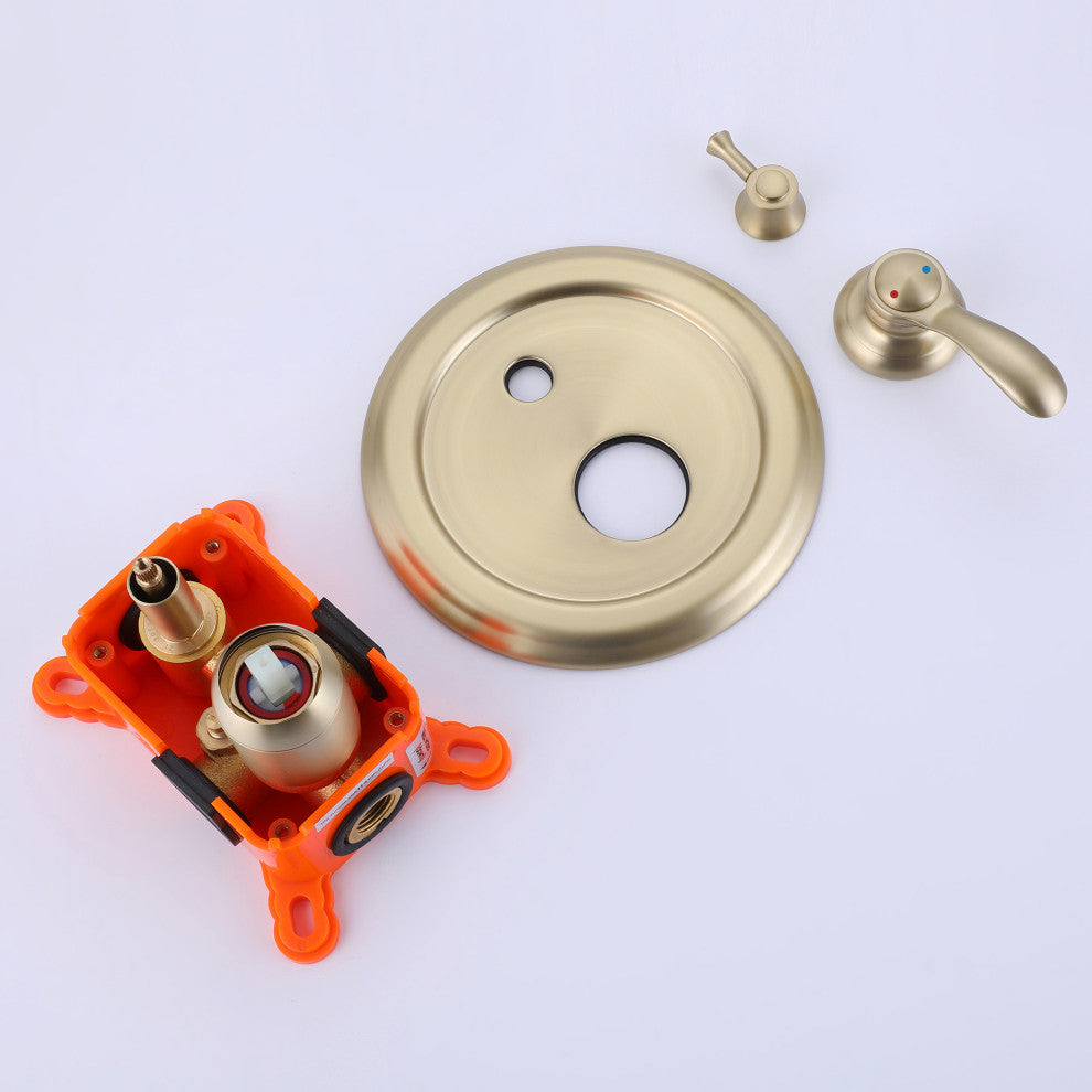 Wall Mounted Pressure Balance Shower System-Includes Rough-in Valve, Brushed Gold