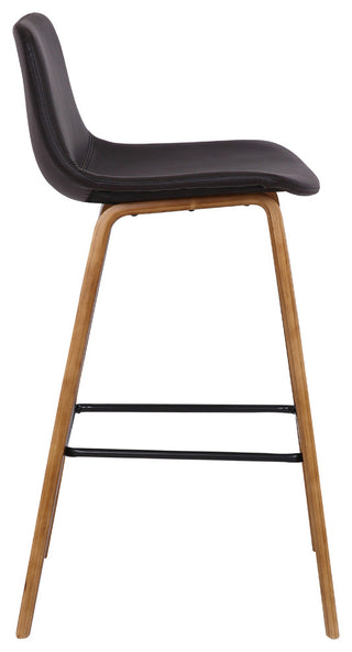 Mckenna Barstool, Walnut Wood Finish and Brown Faux Leather