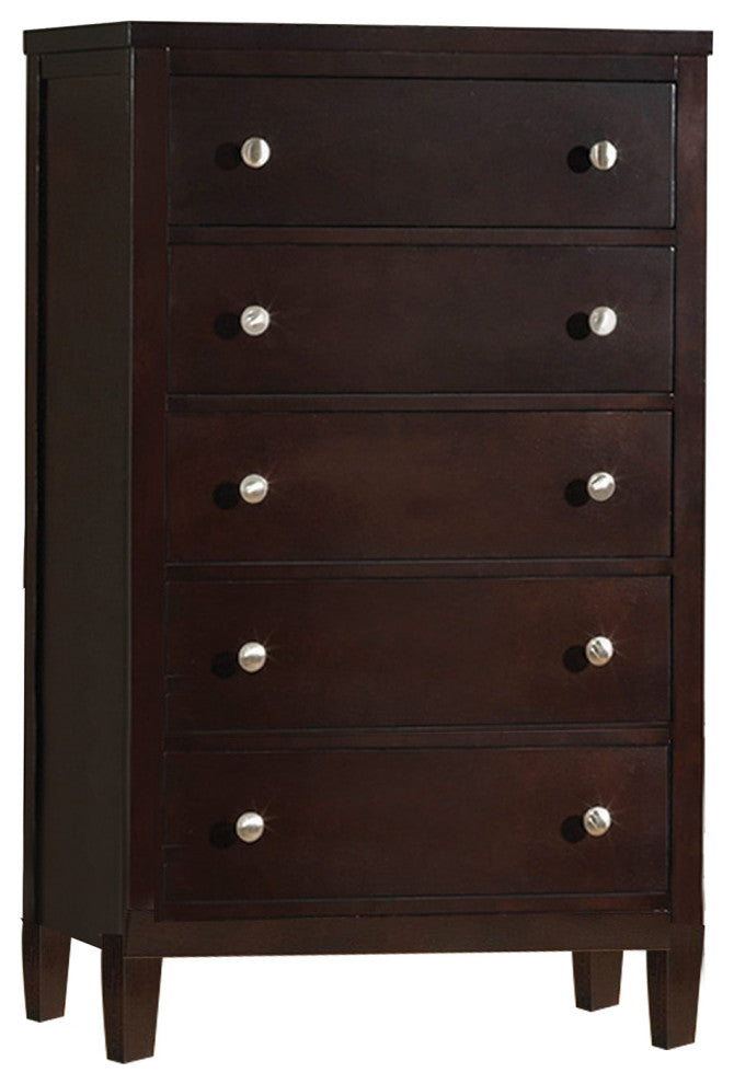 Wooden Chest with 5 Drawers, Cappuccino