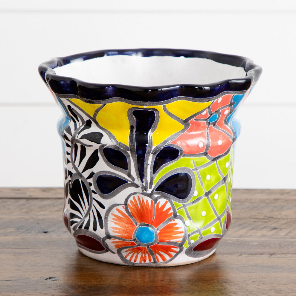 7in. x 8in. Handmade Mexican Talavera Ceramic Planter