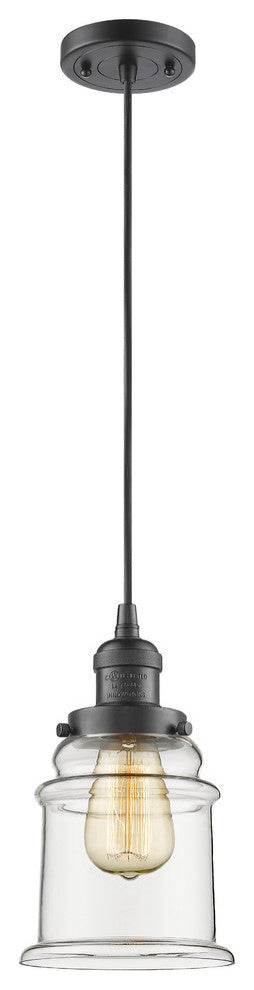 1-Light Canton 6.5" Mini Pendant, Oil Rubbed Bronze, Glass: Clear