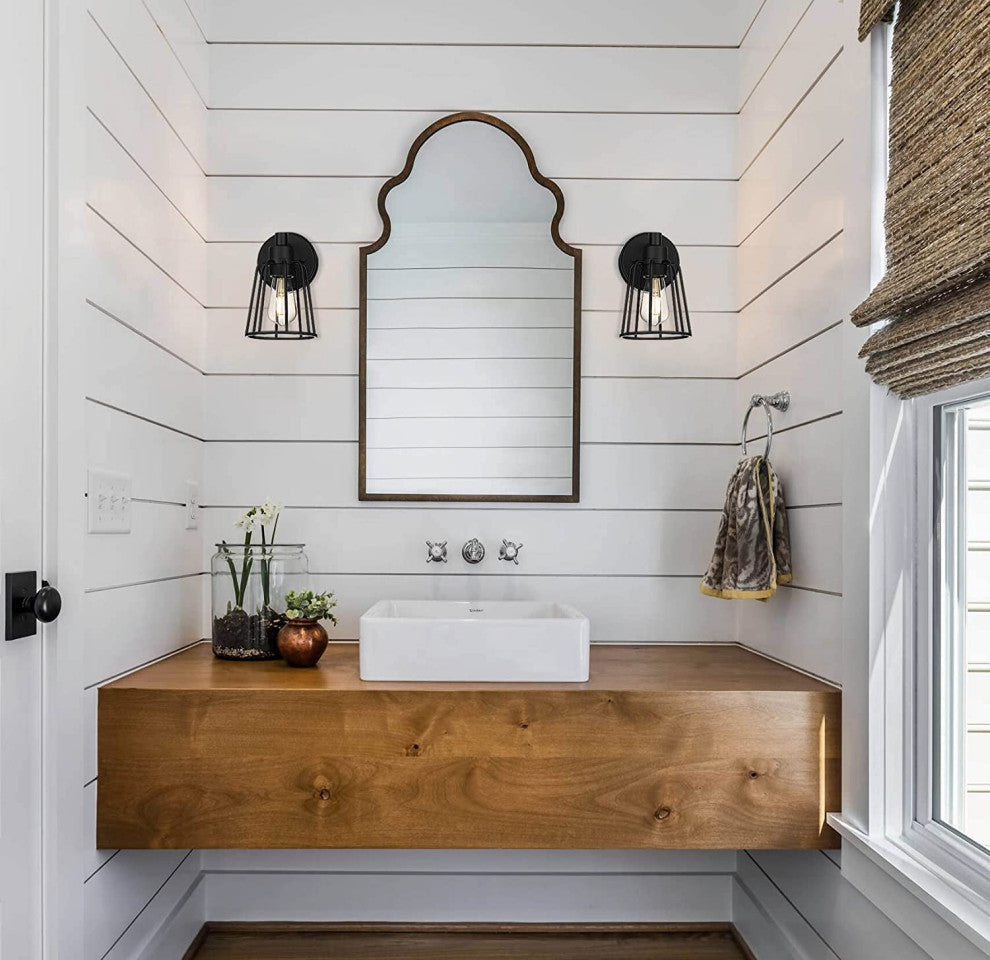 Black Cage Wall Sconce Farmhouse Wall Lighting Fixture