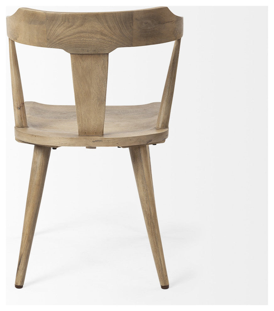 Light Brown Mid Century Sleek Wooden Dining Chair