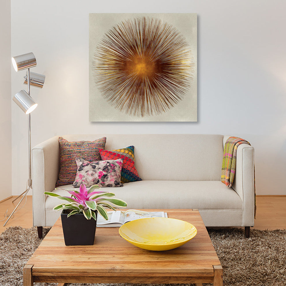 "Bronze Sunburst I" by Abby Young, Canvas Print, 26"x26"