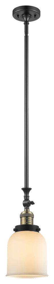 1-Light Small Bell 5" Pendant, Black Antique Brass, Glass: Matte White Cased
