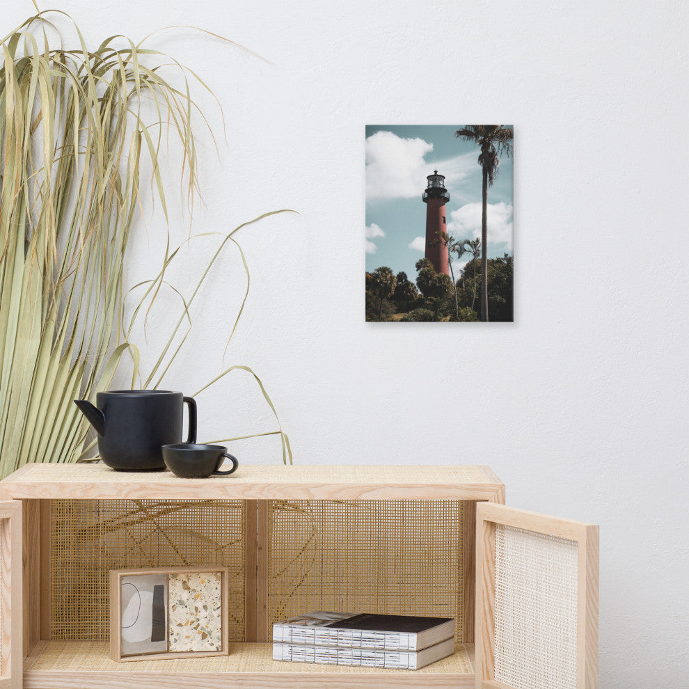 Jupiter Lighthouse Colorized Coastal Landscape Canvas Wall Art Print, 12" X 16"
