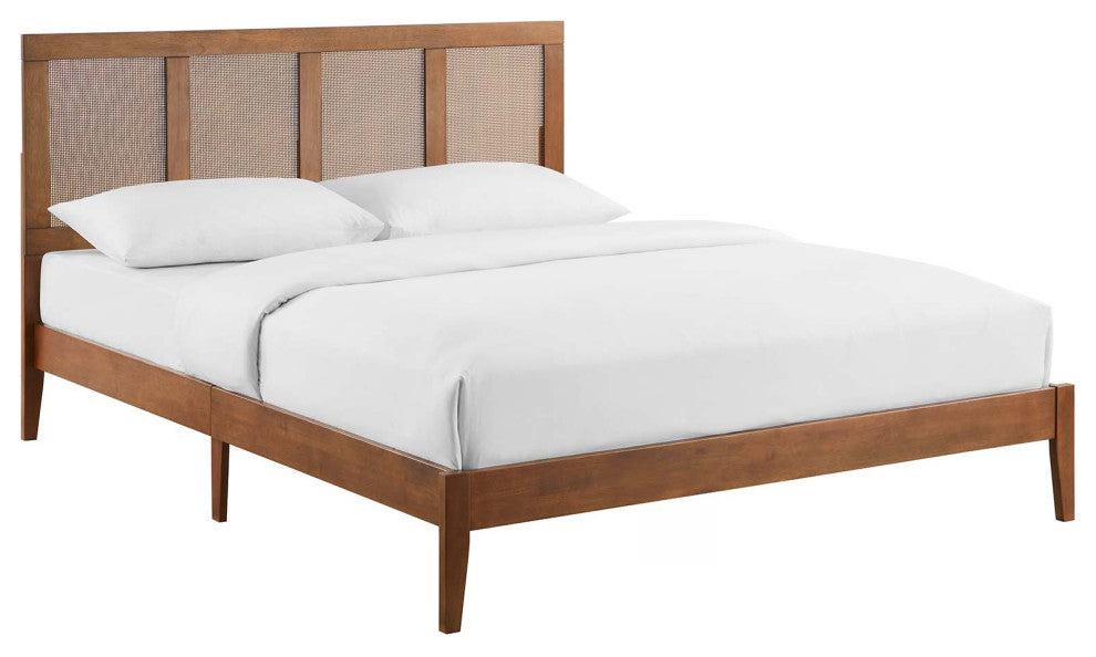 Sirocco Rattan and Wood King Platform Bed, Walnut