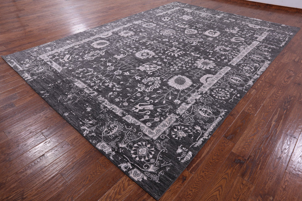 9' 9" X 14' 3" Persian Hand-Knotted Wool and Silk Rug Q9114