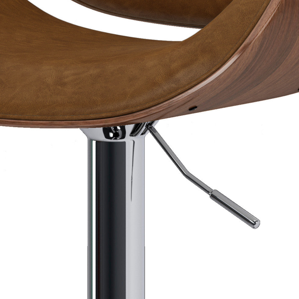 Marana Bentwood Adjustable Swivel Bar Stool, Deep Tan