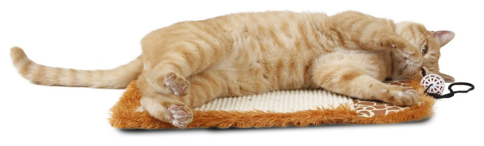 Eco-Natural Sisal And Jute Hanging Carpet Cat Scratcher With Toy, Brown