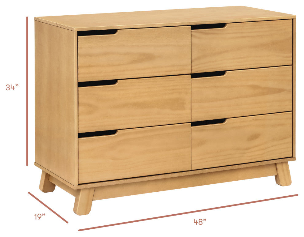 Hudson 6-Drawer Assembled Double Dresser, Honey