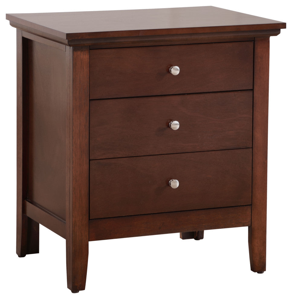 Whitley 3-Drawer Nightstand, Cappuccino