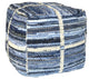 Blue Striped Square Pouf