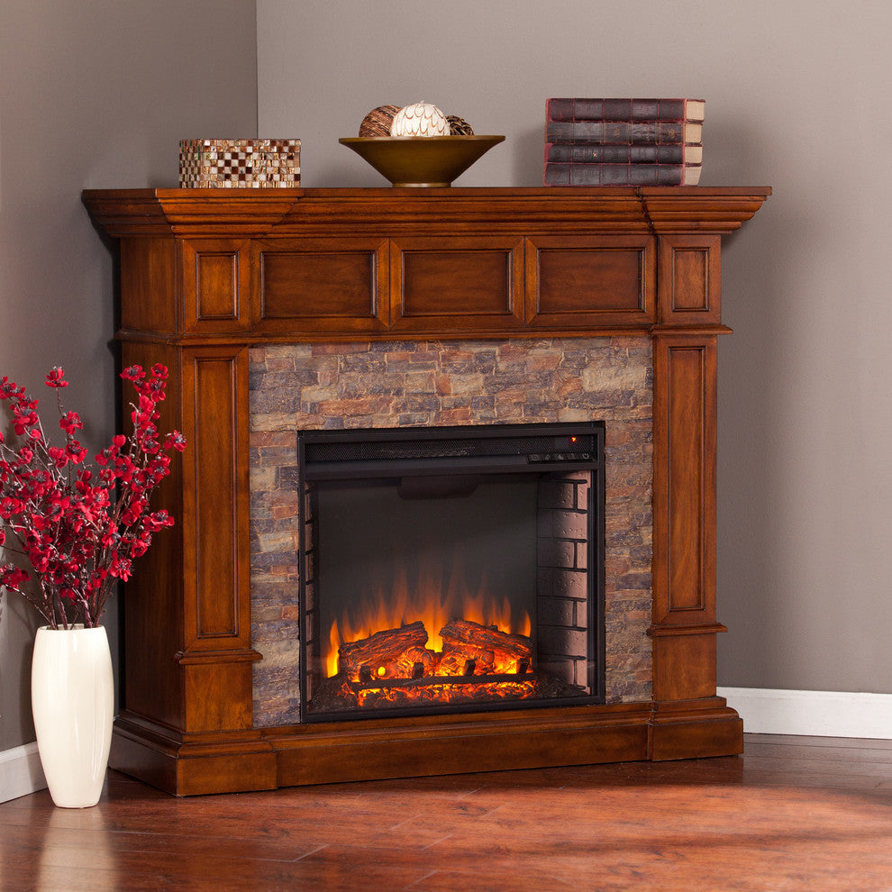 Xerick Simulated  Stone Convertible Electric Fireplace