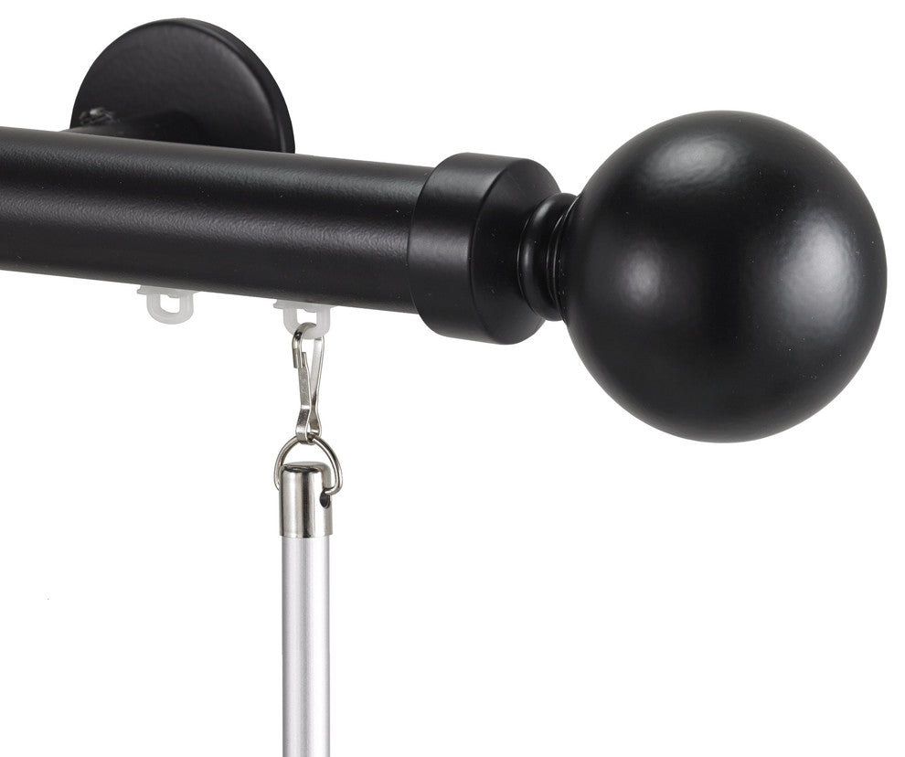 Deco Traverse Rod 1 With Ball 28 Finial, Black, 48