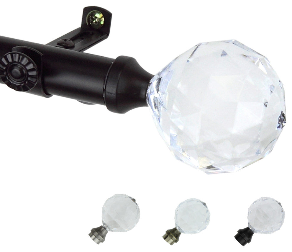 Twinkle 13/16" Diameter Curtain Rod, Black, 18-28"