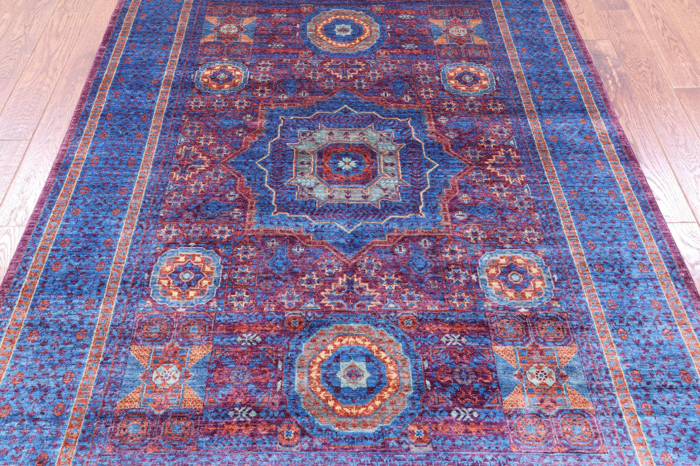 5' 8" X 8' 1" Mamluk Geometric Hand Knotted Wool Rug - Q12257