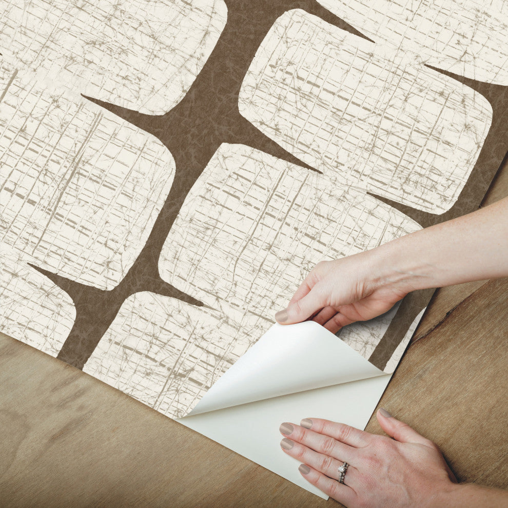 Mid, Century Beads Peel and Stick Wallpaper, Brown