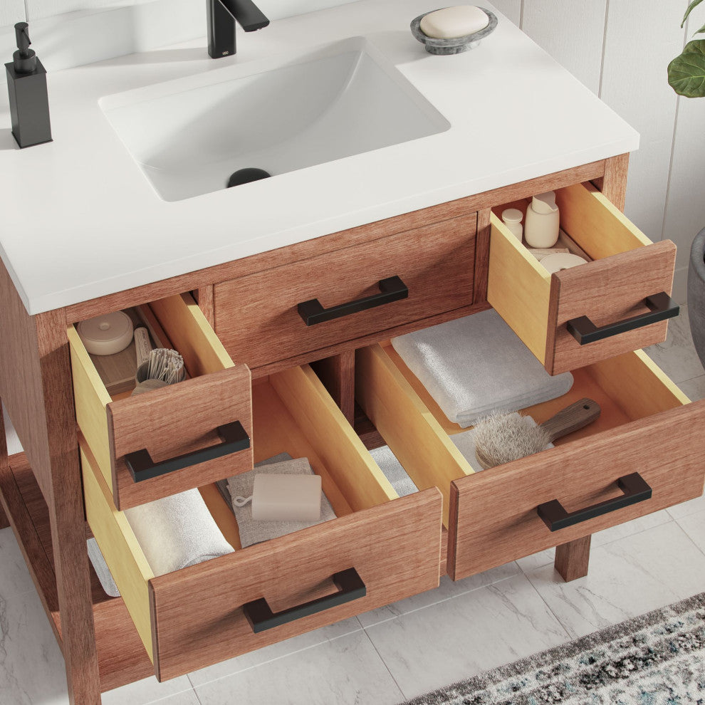 Adal Bath Vanity, Weathered Brown, 36", Single Sink, Freestanding