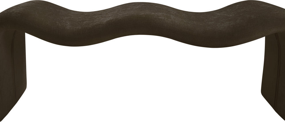 Willow Upholstered Bench, Brown, Chenille Fabric