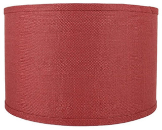 Classic Drum Burlap Lampshades, Burgundy, 16"