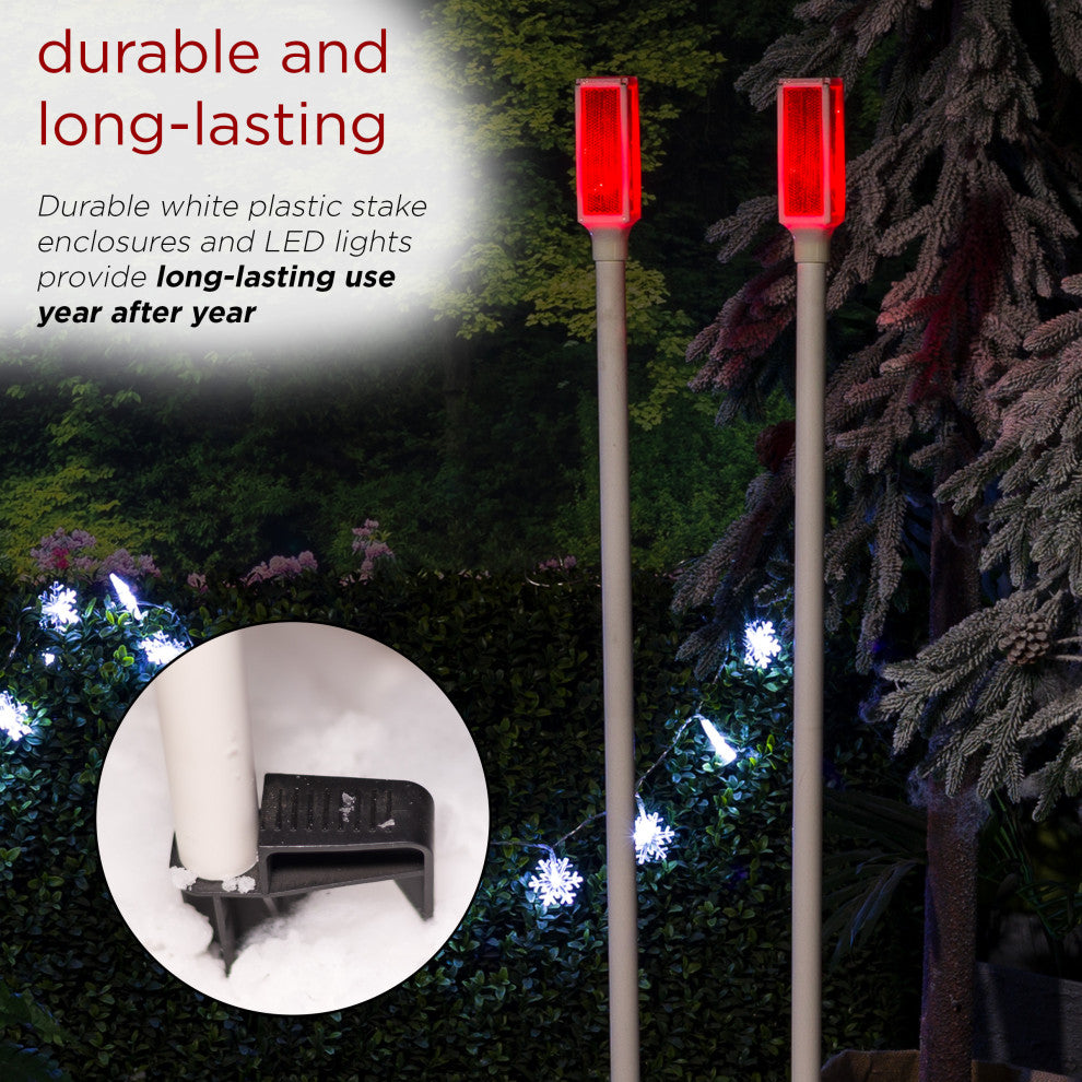 43"H Driveway Markers with Solar-Powered Red LED Lights - Set of 2