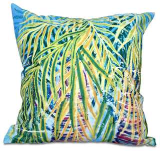 Malibu, Floral Print Pillow, Aqua, 18"x18"