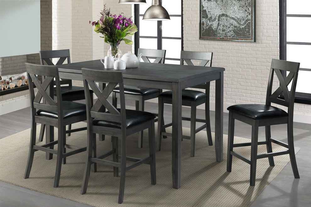 Picket House Furnishings Alexa 7PC Counter Height Dining Set in Gray