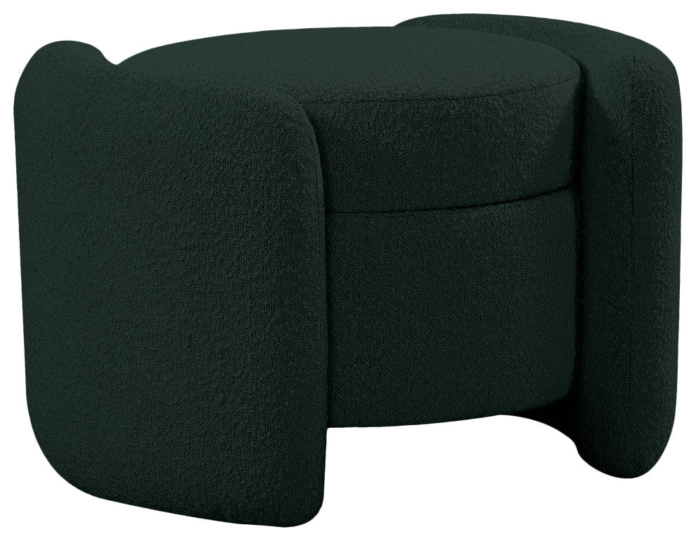 Horizon Boucle Fabric Upholstered Ottoman, Green