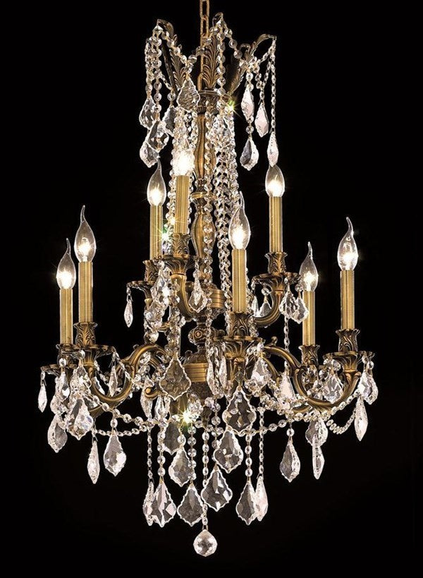 Elegant Rosalia Dining Room Light, Antique Bronze Finish With Royal Cut Crystal