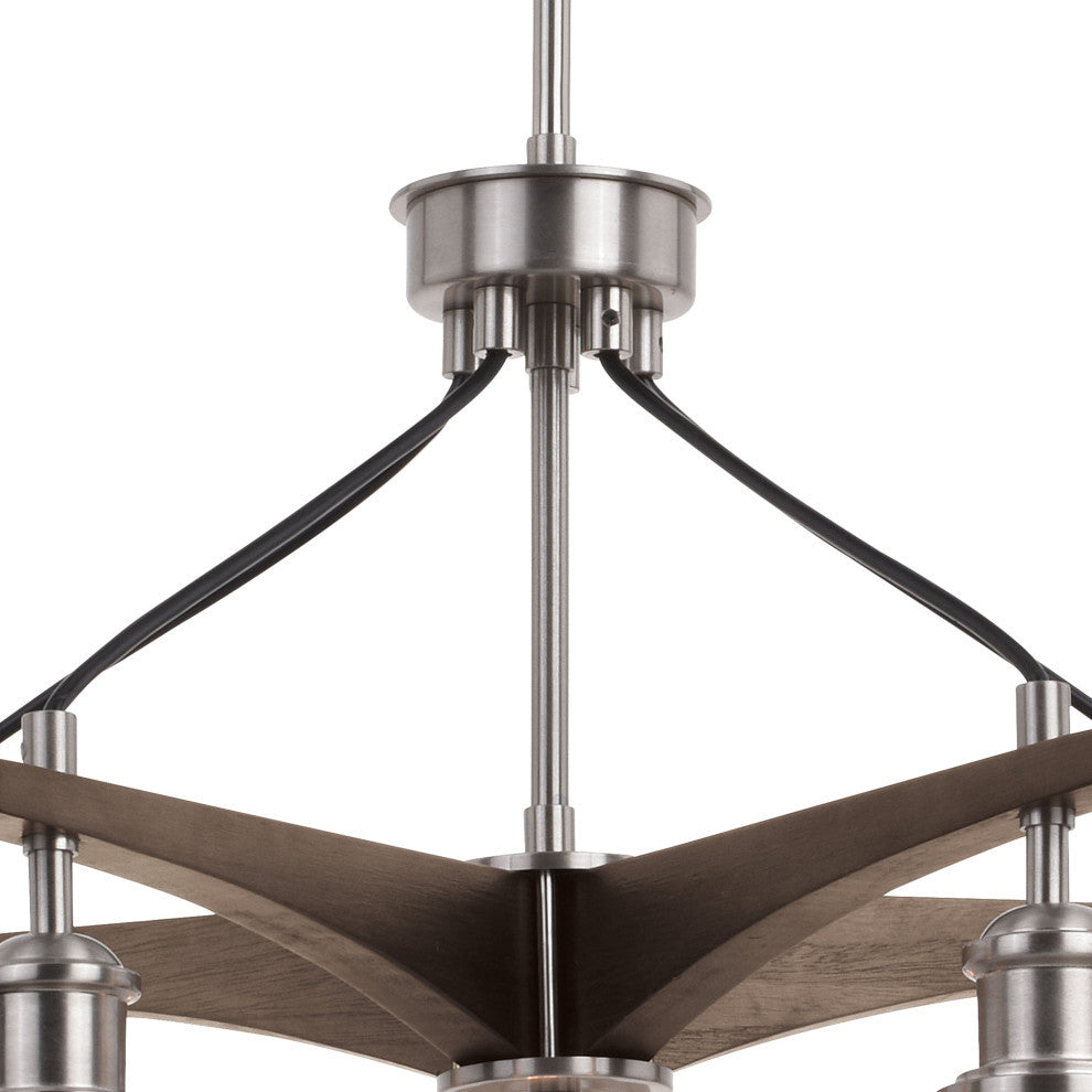 Avondale 5 Light Chandelier Satin Nickel and Dark Sycamore