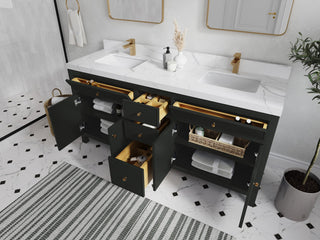 Sonoma 72" Double Sink Bath Vanity in Black Top, 2" Viola Gold