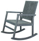 Ned Modern Chevron-Back Acacia Wood Patio Outdoor Rocking Chair, Gray
