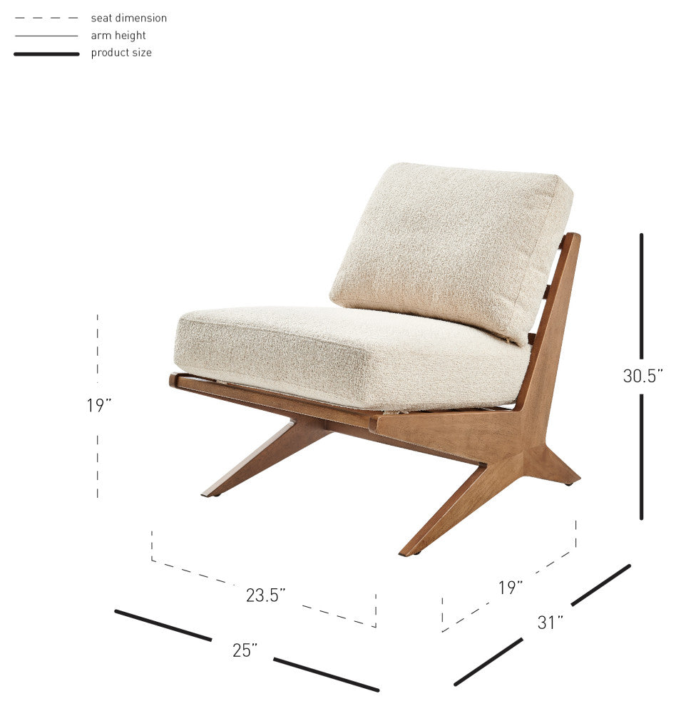 Chandler Armless Accent Chair, Palladian Beige, Fabric