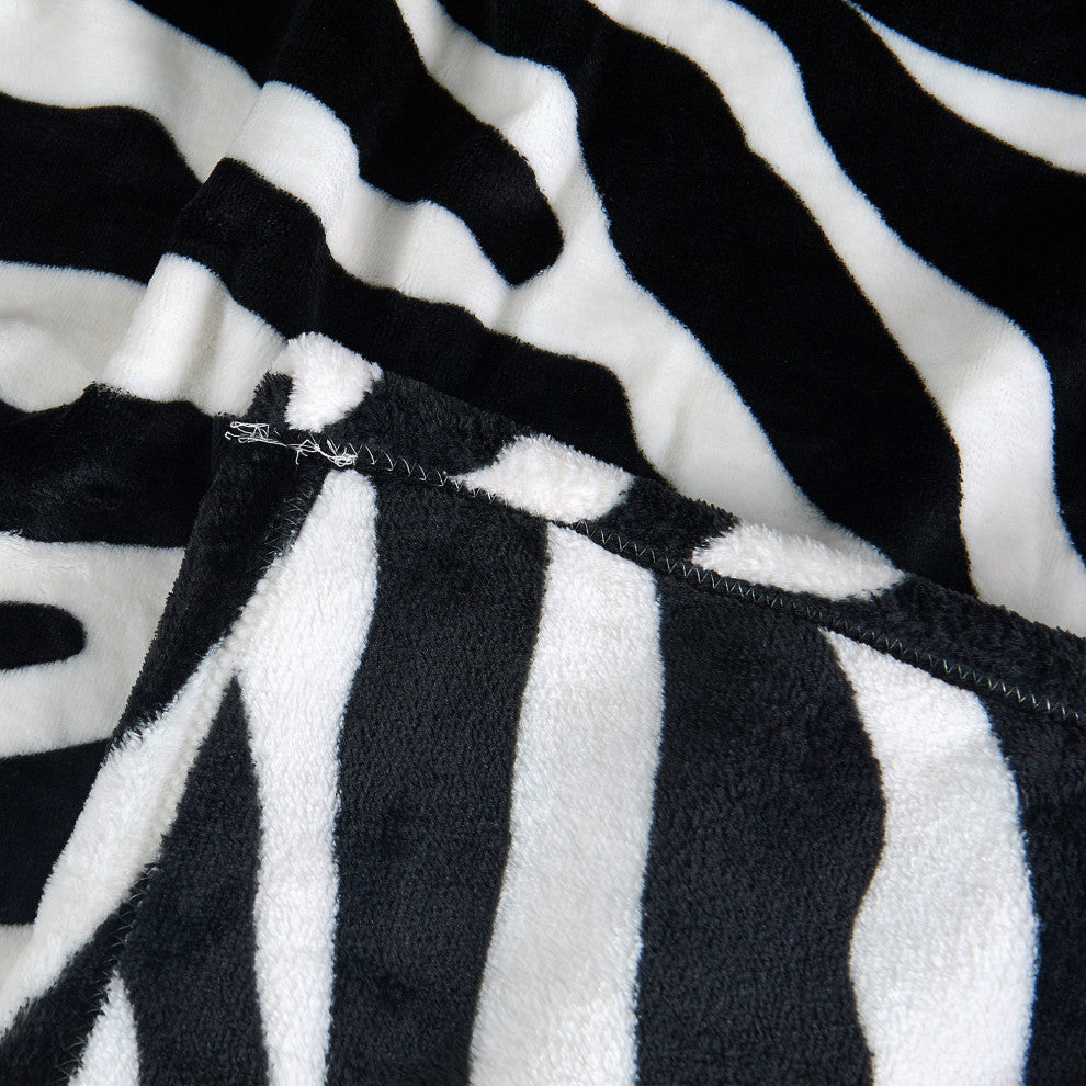 Zebra Safari Printed Flannel Fleece Blanket, Queen