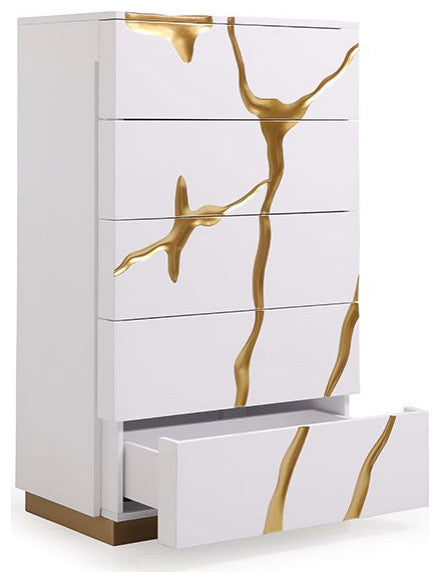 Modrest Aspen Modern White and Gold Chest