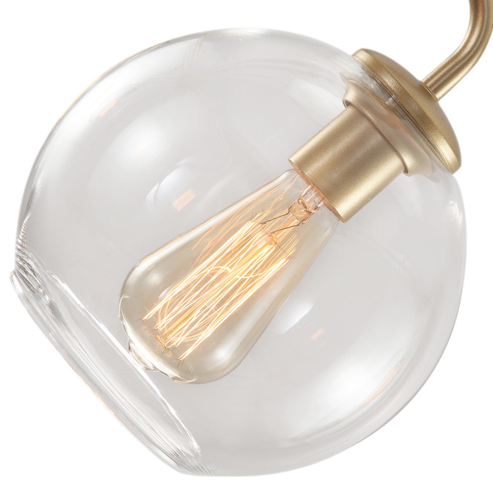 5-Light Glass Bubble Sputnik Light Fixture, Brass