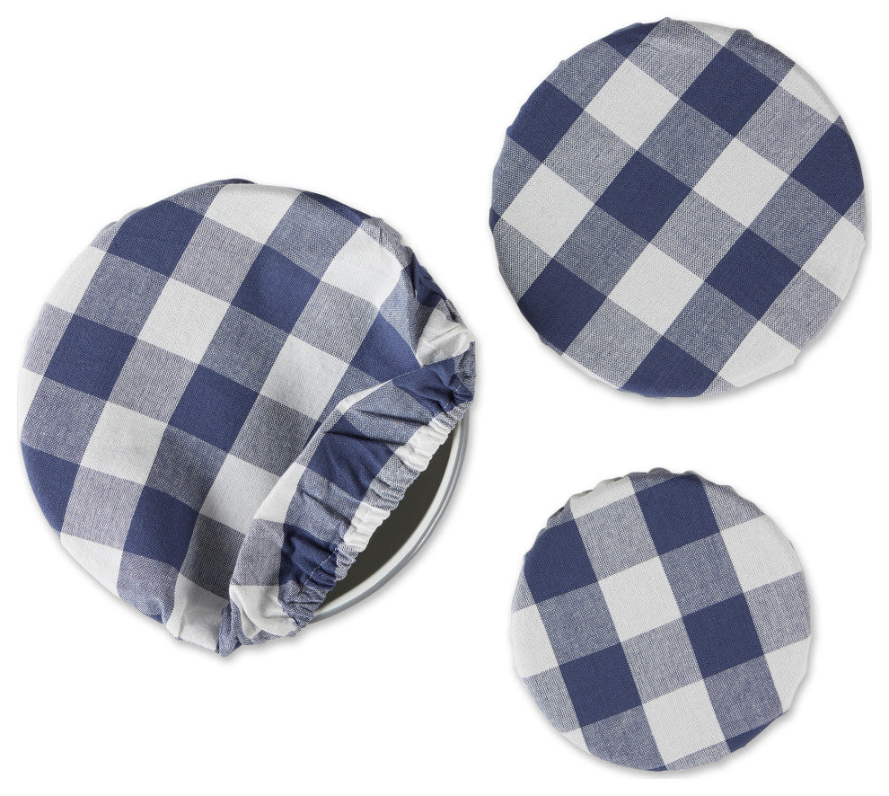 DII Asst French Blue Buffalo Check Woven Dish Cover (Set of 3)