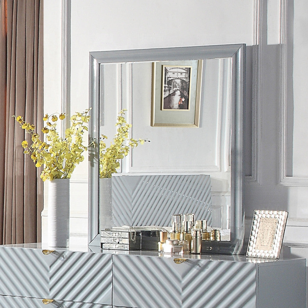 ACME Gaines Mirror, Gray High Gloss Finish