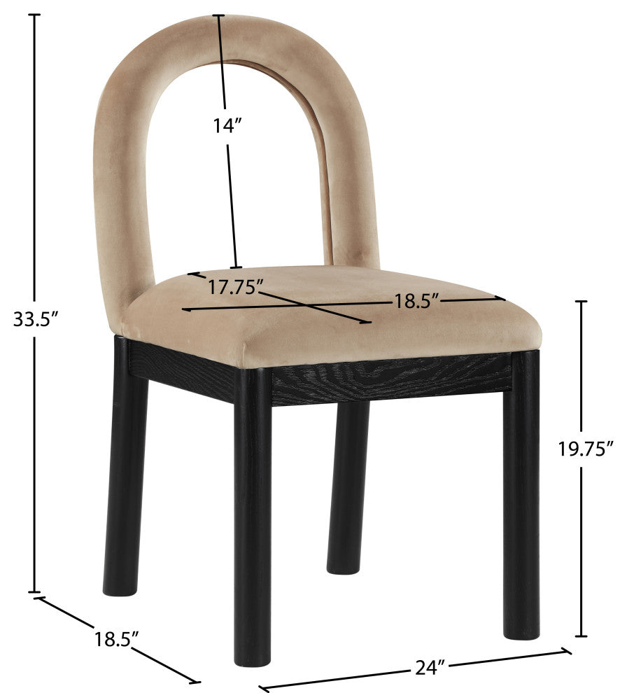Conrad Upholstered Dining Chair, Beige, Velvet, Black Finish