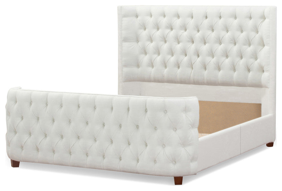 Brooklyn Tufted Sheltered Wingback Panel Bed, Antique White, Queen