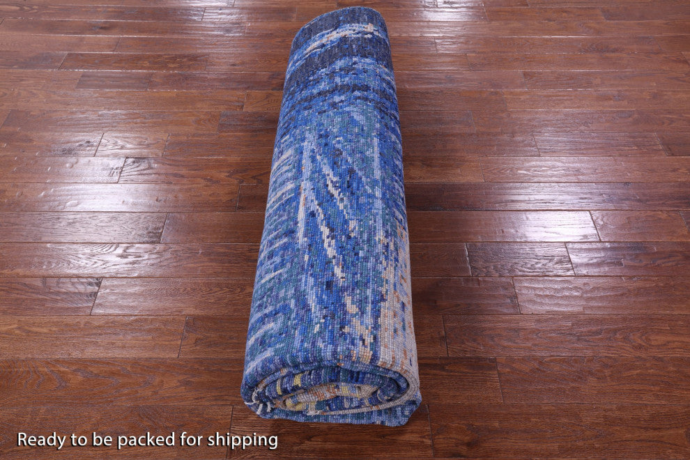 9' 3" X 12' 3" Modern Hand-Knotted Wool Rug Q9385