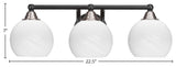 Paramount 3-Light Bath Bar, Matte Black & Brushed Nickel, 5.75" White Marble
