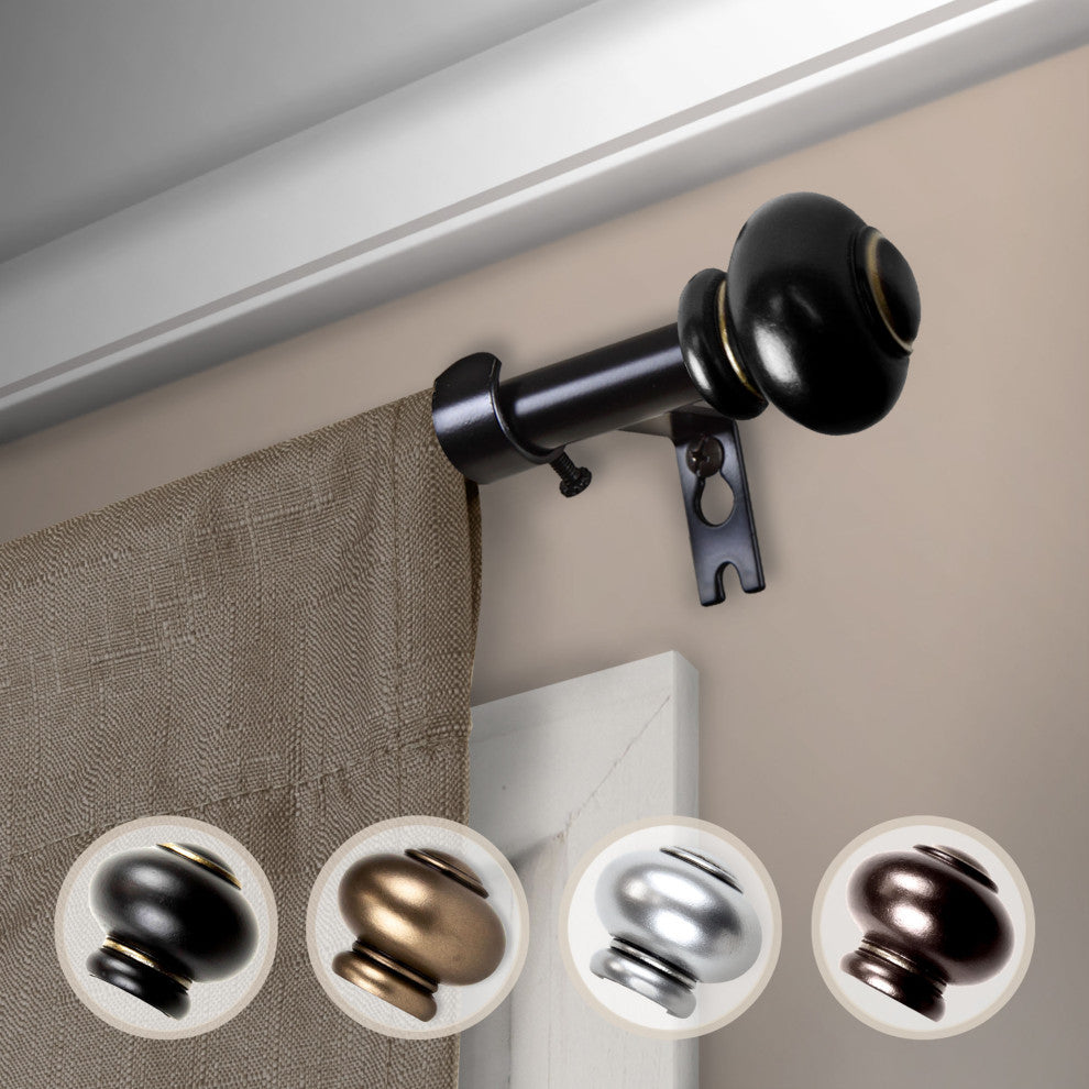 Yolanda Curtain Rod, Black, 28-48"