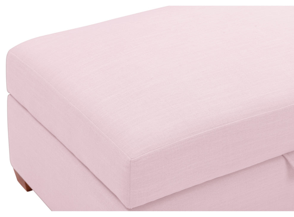 Rustic Manor Yaseen Ottoman Upholstered, Linen, Pink