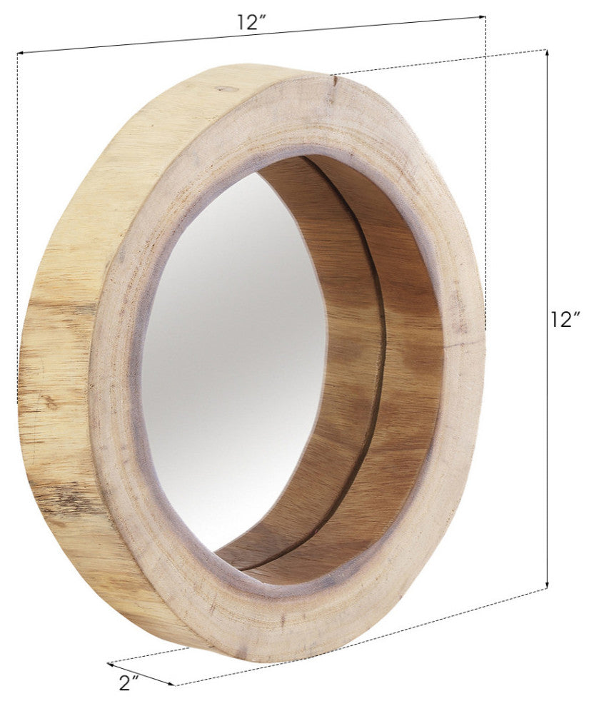 Chamcha Wood Slice Mirror, Small