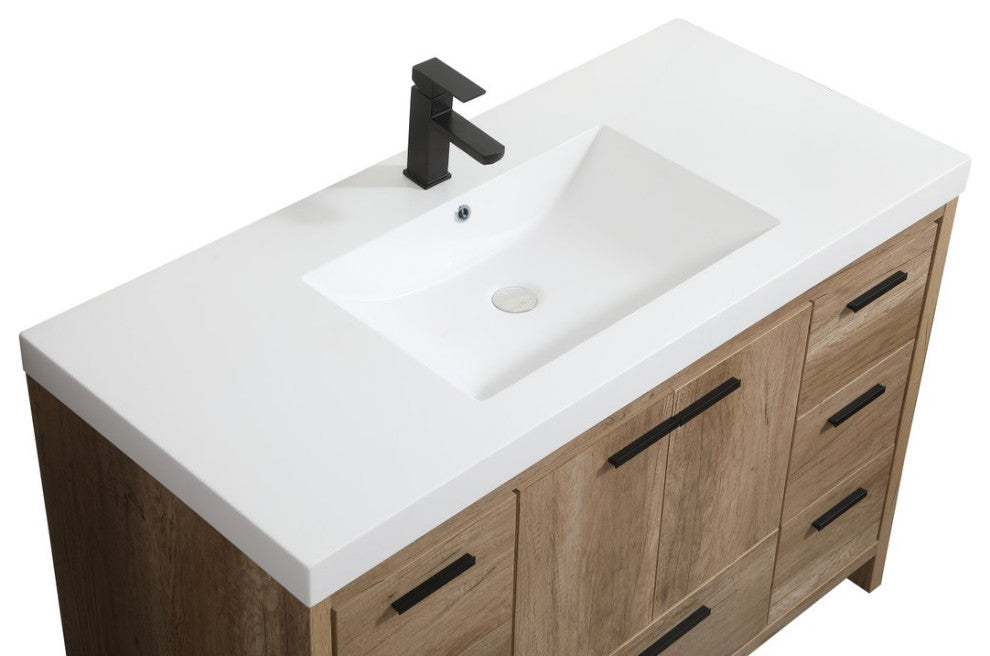 Walker Natural Oak-Light Bathroom Vanity, Natural Oak, 48"