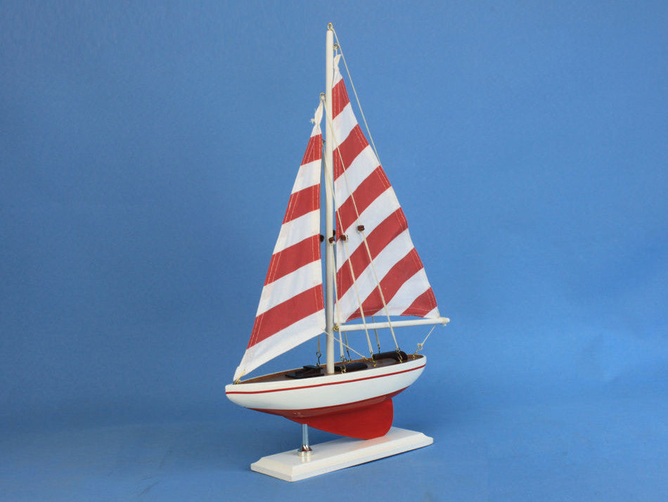 Pacific Sailer, Sailboat Model, Red Striped, 17"